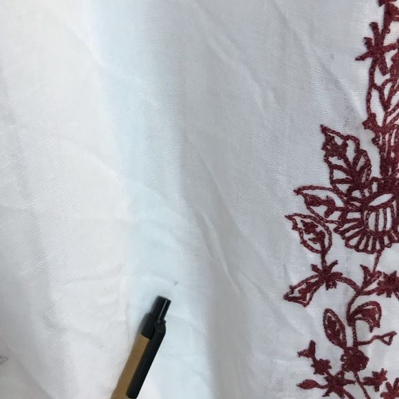 Woven Heart Embroidered Kimono Cardigan Sheer White Red One Size - Picture 6 of 10